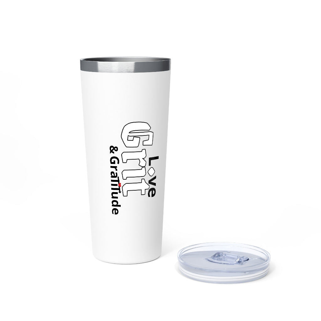 LG&G Black/white & red heart Logo Copper Vacuum Insulated Tumbler, 22oz