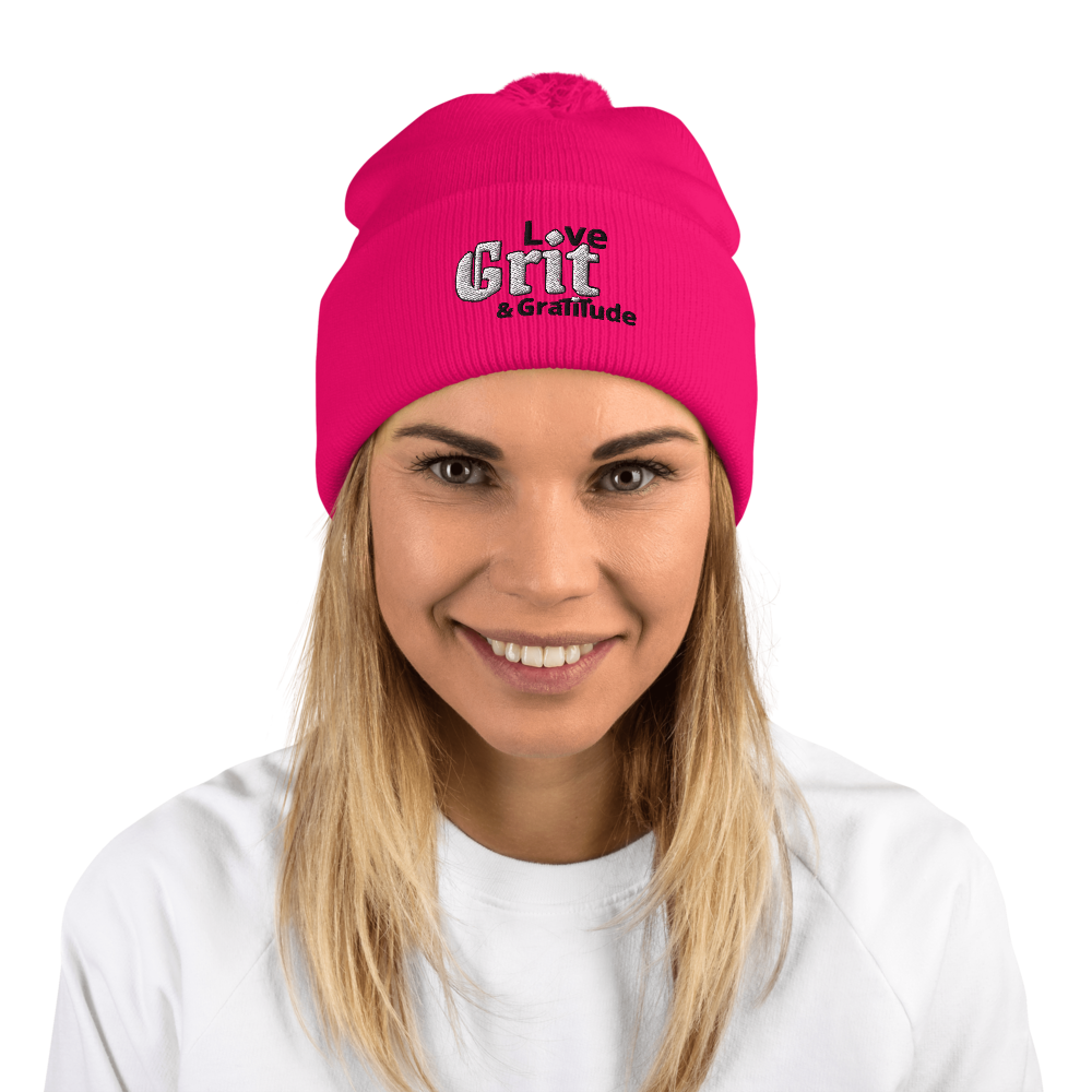 LG&G Pom-Pom Beanie White&black Logo