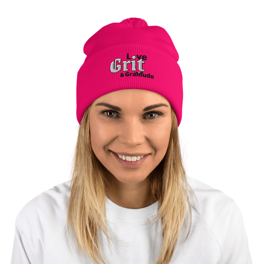 LG&G Pom-Pom Beanie White&black Logo